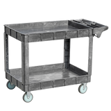 Omcan 48879 - Heavy-Duty Gray Utility Cart with Extended Handle 47" x 25.6" x 33.5"