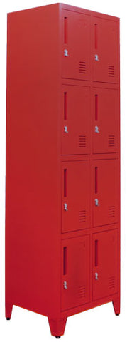 Omcan 48882 - 4 Tier, 2 Bank Steel Locker – Red