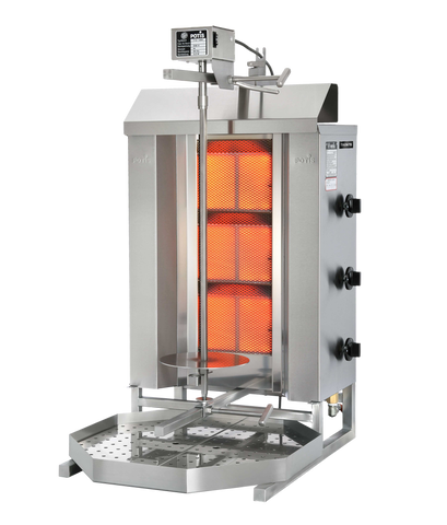 Omcan 49160 - Potis MU GD3 40 kg Natural Gas Vertical Broiler / Shawarma Machine with 3 Burners | Trento – 28,500 BTU