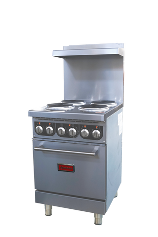 Omcan 49169 - 24” Commercial Electric Range with 4 Burners and Standard Oven – 208V, 13kW, 1Ph