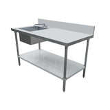 Omcan 49176 - 30″ x 48″ All Stainless Steel Table with Left Sink and 6″ Backsplash