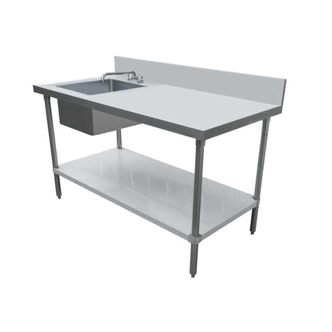 Omcan 49176 - 30″ x 48″ All Stainless Steel Table with Left Sink and 6″ Backsplash