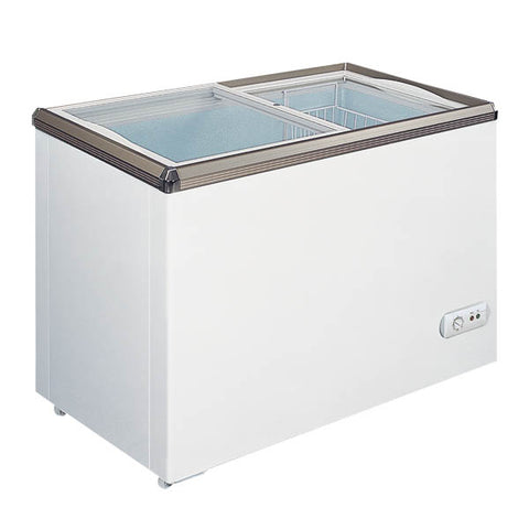 Omcan 49295 - 66" Two (2) Door Ice Cream Display Chest Freezer with Flat Glass Top, 16.5 cu.ft (467 L)