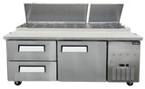 Omcan 49298 - 71” One (1) Door Refrigerated Pizza Prep Table with Drawers, 22 cu.ft. (623 L), Stainless Steel