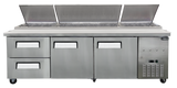 Omcan 49299 - 94” Two (2) Door Refrigerated Pizza Prep Table with Drawers, 32 cu.ft. (906 L), Stainless Steel
