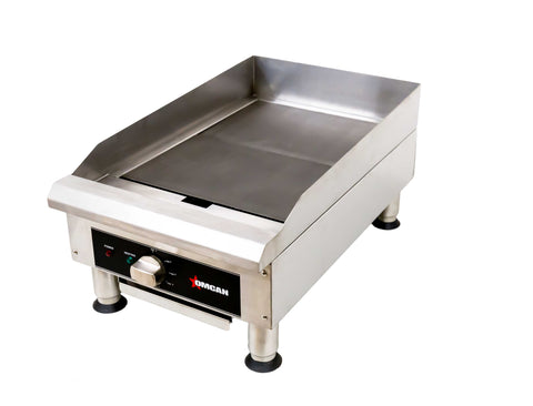 Omcan 49885 - 14″ Electric Charbroiler with Grill and Griddle Plate Attachments – 3.6 KW, 240 V