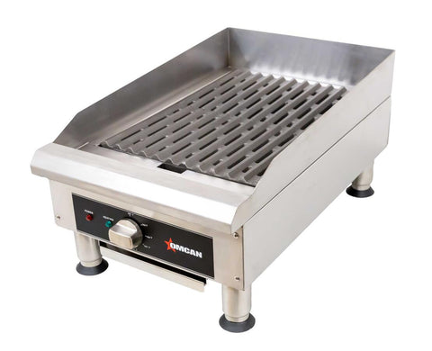 Omcan 49885 - 14″ Electric Charbroiler with Grill and Griddle Plate Attachments – 3.6 KW, 240 V