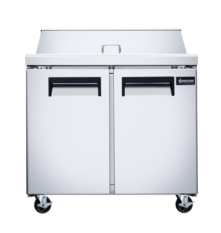 Omcan 50034 - 36″ Two (2) Door Refrigerated Prep Table, 9 cu.ft. (255 L), Stainless Steel