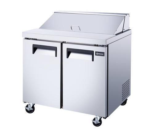 Omcan 50034 - 36″ Two (2) Door Refrigerated Prep Table, 9 cu.ft. (255 L), Stainless Steel