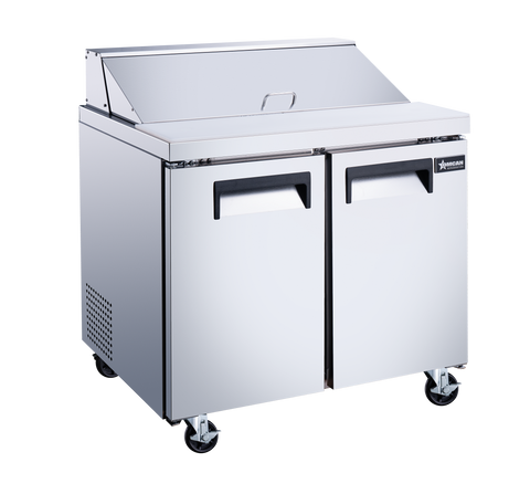 Omcan 50034 - 36″ Two (2) Door Refrigerated Prep Table, 9 cu.ft. (255 L), Stainless Steel