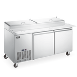 Omcan 50043 - 71″ Two (2) Door Refrigerated Pizza Prep Table, 17 cu.ft. (481 L), Stainless Steel
