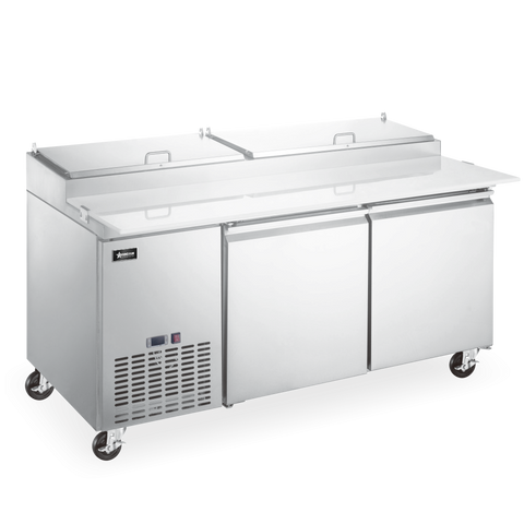 Omcan 50043 - 71″ Two (2) Door Refrigerated Pizza Prep Table, 17 cu.ft. (481 L), Stainless Steel