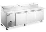 Omcan 50044 - 92″ Three (3) Door Refrigerated Pizza Prep Table, 24 cu.ft (680 L), Stainless Steel