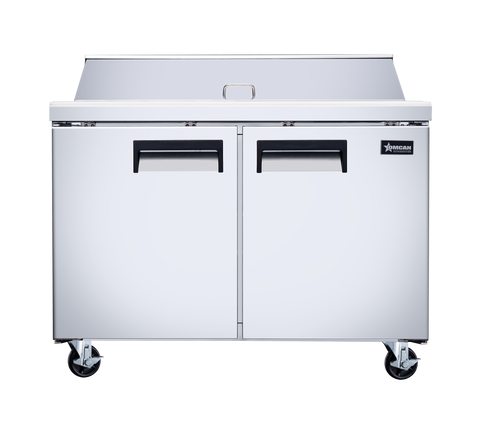 Omcan 50046 - 47″ Two (2) Door Refrigerated Prep Table, 9.5 cu.ft. (270 L), Stainless Steel
