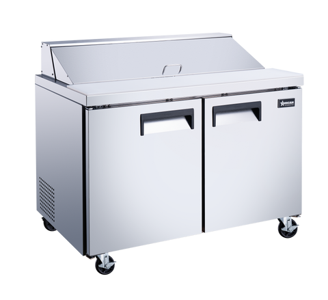 Omcan 50046 - 47″ Two (2) Door Refrigerated Prep Table, 9.5 cu.ft. (270 L), Stainless Steel