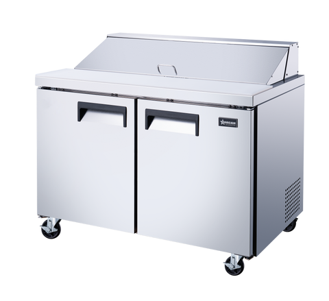 Omcan 50046 - 47″ Two (2) Door Refrigerated Prep Table, 9.5 cu.ft. (270 L), Stainless Steel