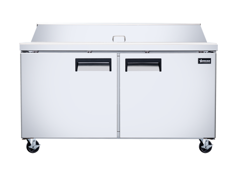 Omcan 50047 - 60″ Two (2) Door Refrigerated Prep Table, 15 cu.ft. (425 L), Stainless Steel