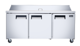 Omcan 50048 - 70″ Three (3) Door Refrigerated Prep Table, 15.5 cu.ft. (440 L), Stainless Steel