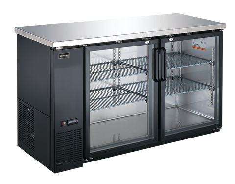 Omcan 50060 - 61″ Two (2) Glass Door Back Bar Cooler with Lock, 15.8 cu.ft. (446 L)