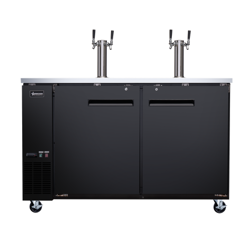 Omcan 50064 - 61″ Two (2) Door Kegerator / Beer Dispenser with 2 Taps, 15.8 cu.ft. (446 L)
