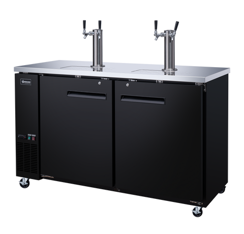 Omcan 50064 - 61″ Two (2) Door Kegerator / Beer Dispenser with 2 Taps, 15.8 cu.ft. (446 L)