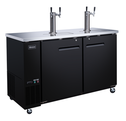 Omcan 50064 - 61″ Two (2) Door Kegerator / Beer Dispenser with 2 Taps, 15.8 cu.ft. (446 L)