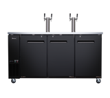 Omcan 50065 - 73″ Three (3) Door Kegerator / Beer Dispenser with 2 Taps, 19.6 cu.ft. (556 L)
