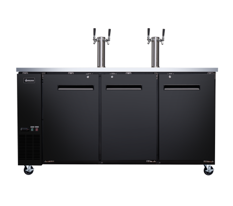 Omcan 50065 - 73″ Three (3) Door Kegerator / Beer Dispenser with 2 Taps, 19.6 cu.ft. (556 L)