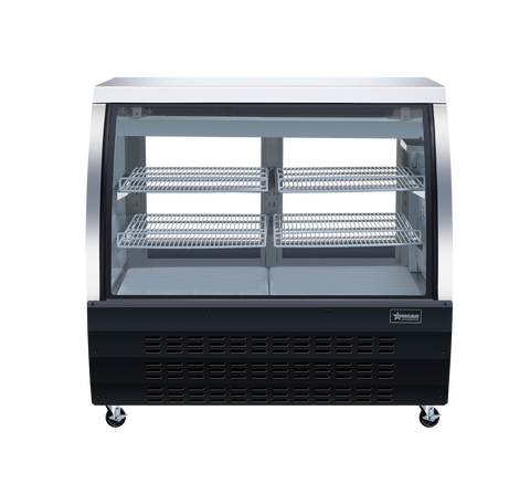 Omcan 50077 - 47″ Two (2) Shelf Floor Refrigerated Showcase, 18 cu.ft. (508 L), Black