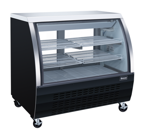 Omcan 50077 - 47″ Two (2) Shelf Floor Refrigerated Showcase, 18 cu.ft. (508 L), Black