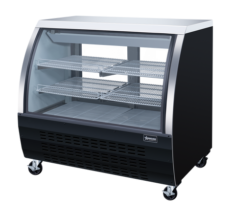 Omcan 50077 - 47″ Two (2) Shelf Floor Refrigerated Showcase, 18 cu.ft. (508 L), Black