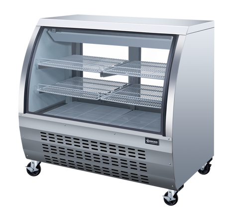 Omcan 50079 - 47″ Two (2) Shelf Floor Refrigerated Display Case, 18 cu.ft. (508 L), Stainless Steel