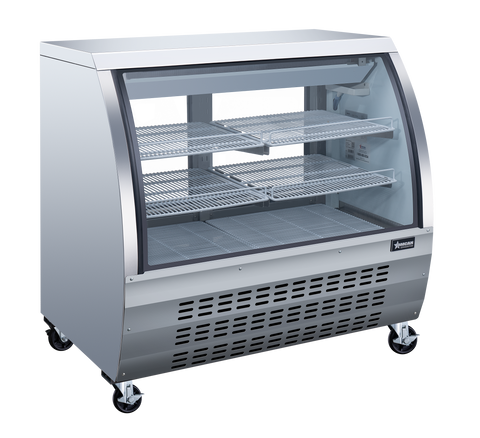 Omcan 50079 - 47″ Two (2) Shelf Floor Refrigerated Display Case, 18 cu.ft. (508 L), Stainless Steel