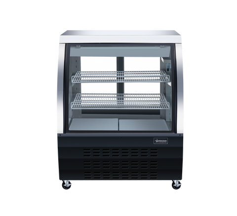 Omcan 50082 - 36″ Two (2) Shelf Floor Refrigerated Showcase, 11.6 cu.ft. (328 L), Black