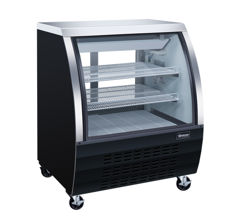 Omcan 50082 - 36″ Two (2) Shelf Floor Refrigerated Showcase, 11.6 cu.ft. (328 L), Black