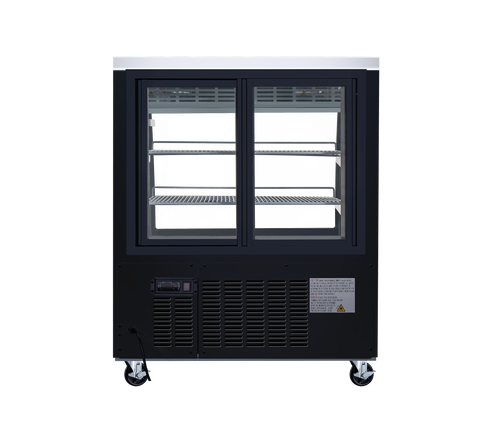 Omcan 50082 - 36″ Two (2) Shelf Floor Refrigerated Showcase, 11.6 cu.ft. (328 L), Black