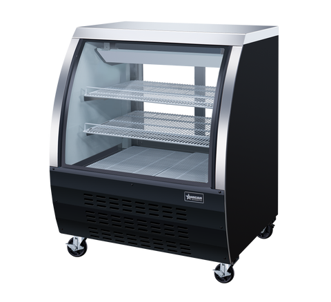 Omcan 50082 - 36″ Two (2) Shelf Floor Refrigerated Showcase, 11.6 cu.ft. (328 L), Black