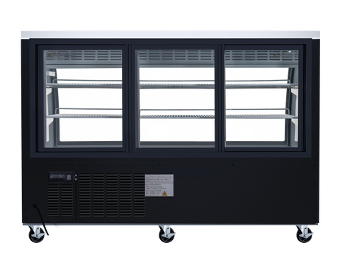Omcan 50083 - 64″ Two (2) Shelf Floor Refrigerated Showcase, 22 cu.ft. (620 L), Black
