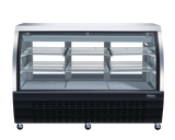 Omcan 50083 - 64″ Two (2) Shelf Floor Refrigerated Showcase, 22 cu.ft. (620 L), Black