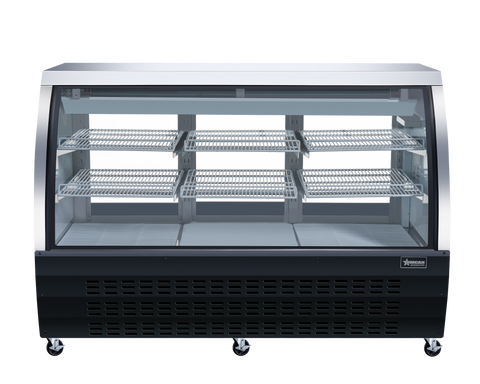 Omcan 50083 - 64″ Two (2) Shelf Floor Refrigerated Showcase, 22 cu.ft. (620 L), Black