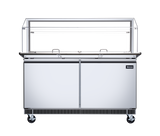 Omcan 50089 - 60″ Stainless Steel Refrigerated Salad Bar / Cold Food Table with Sneeze Guard, Tray Slide and Pan Covers