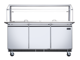 Omcan 50090 - 72″ Stainless Steel Refrigerated Salad Bar / Cold Food Table with Sneeze Guard, Tray Slide and Pan Covers