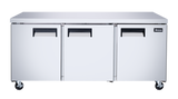 Omcan 58018 - Juneau 72″ Three (3) Door Undercounter Refrigerator, 11 cu.ft. (311 L), Stainless Steel
