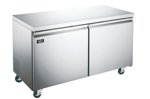 Omcan 50092 - 60″ Two (2) Door Undercounter Freezer, 15 cu.ft. (425 L), Stainless Steel