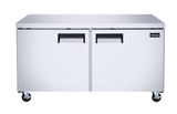 Omcan 50093 - 60″ Two (2) Door Undercounter Refrigerator, 15 cu.ft. (425 L), Stainless Steel