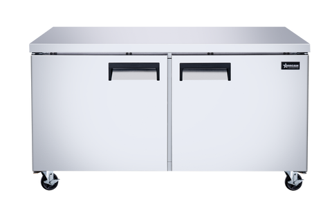 Omcan 50093 - 60″ Two (2) Door Undercounter Refrigerator, 15 cu.ft. (425 L), Stainless Steel