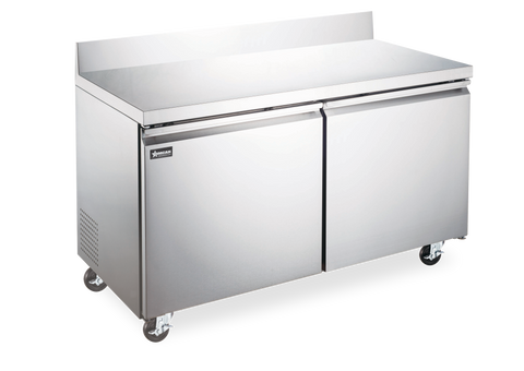 Omcan 50097 - 47″ Two (2) Door Worktop Refrigerator with Backsplash, 11 cu.ft. (320 L), Stainless Steel