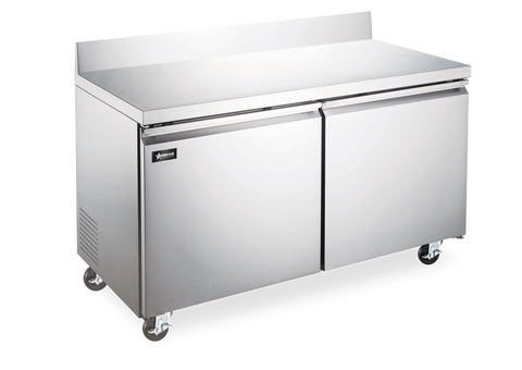 Omcan 50098 - 60″ Two (2) Door Worktop Freezer With Backsplash, 15 cu.ft. (425 Liter), Stainless Steel
