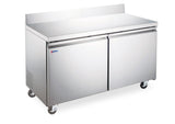 Omcan 50099 - 60″ Two (2) Door Worktop Refrigerator with Backsplash, 15 cu.ft. (425 L), Stainless Steel