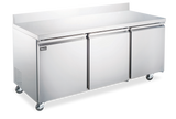 Omcan 50100 - 72″ Three (3) Door Worktop Refrigerator With Backsplash, 17 cu.ft (481 L), Stainless Steel